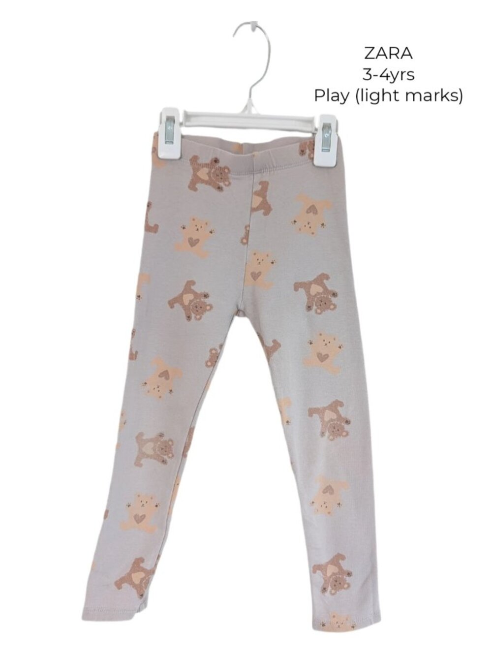 ZARA Teddy Bear Beige Leggings 3T 4T Kids Clothes